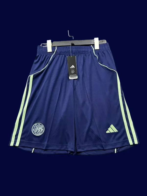 Ajax 25/26 away shorts fans version front, navy supporter shorts