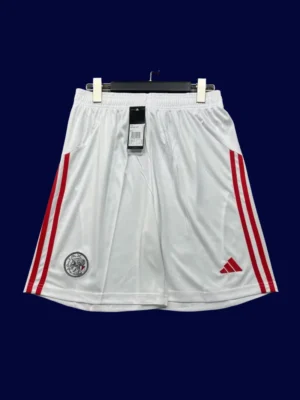 Ajax 25/26 home shorts fans version front, supporter white shorts