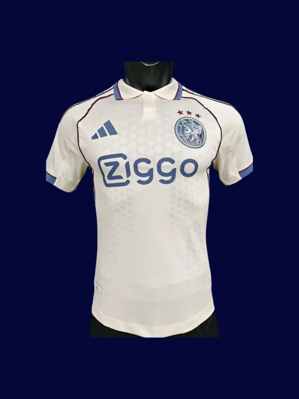 Ajax 25/26 third white player jersey front, pro match white kit