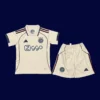 Ajax 25/26 third white kids kit fans version front, youth white set