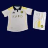 Al Nassr 25/26 third white kids player kit front, youth pro white set