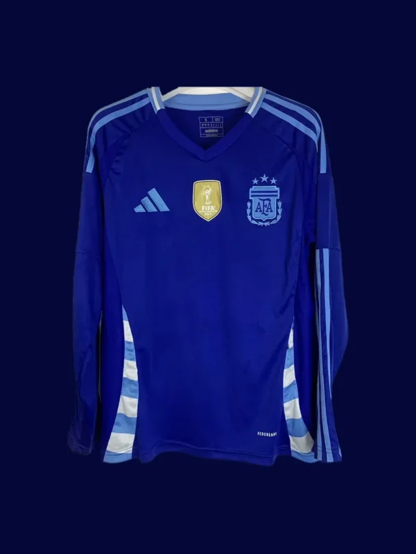 Argentina 24/25 Away Blue Long Sleeve Fans Jersey - Front | LS Supporter Shirt