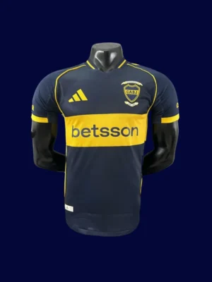 Boca Juniors 25/26 home player jersey front, elite match blue-yellow kit