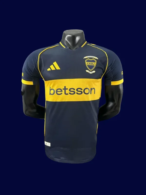 Boca Juniors 25/26 home player jersey front, elite match blue-yellow kit