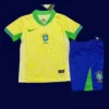 Brazil 24/25 Kids Home Yellow Jersey Fans Version - Front | Youth Home Kit
