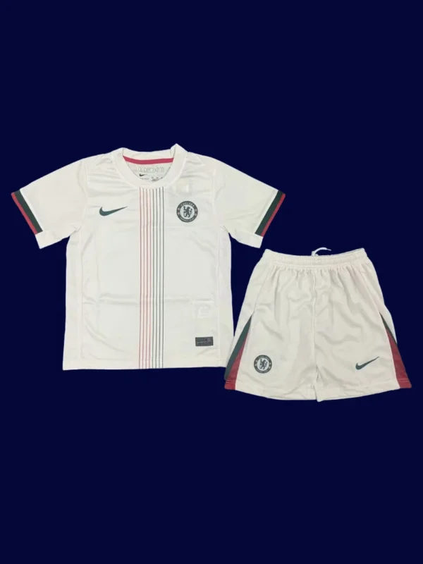 Chelsea 25/26 Kids Away Front white jersey youth fit