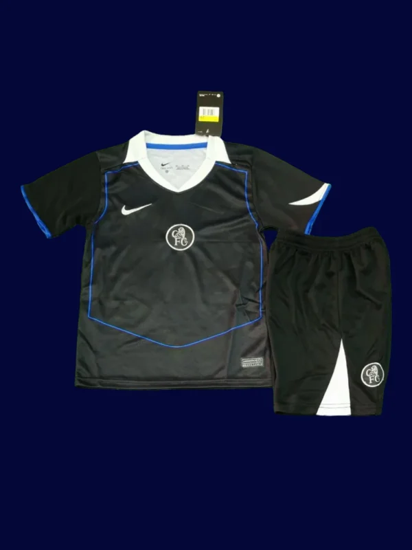 Chelsea 25/26 Third Kids Front black fans version youth kit