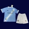 Man City 25/26 Home Kids Blue Kit Front Image