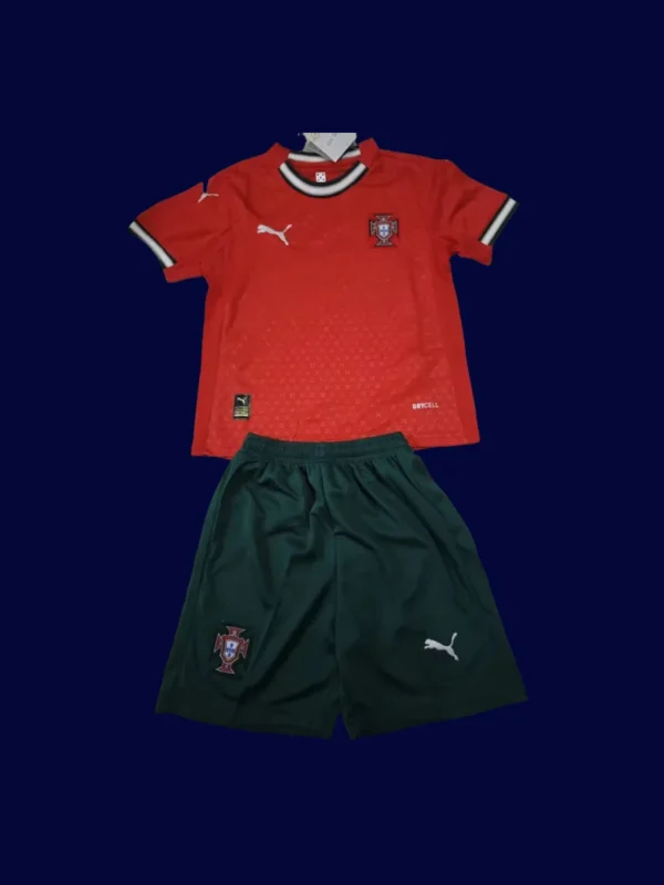 Portugal Home Kids kits 2526 Fans Version1 - KFCool – Football Jerseys & Soccer Kits Store Portugal 2526 Home Kids Fans Kit Front | Youth Supporter Red Set