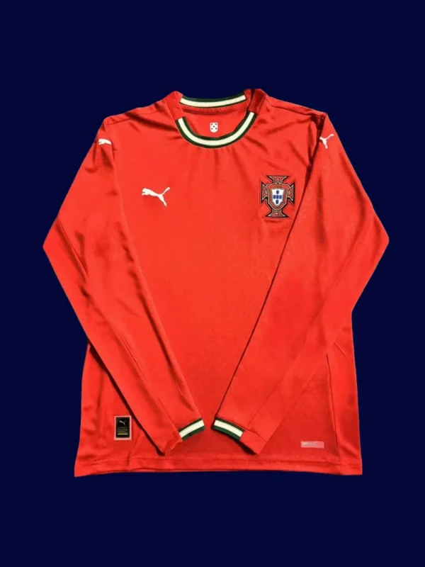 Portugal Home Red Long Sleeve Jersey 2526 Fans Version1 - KFCool – Football Jerseys & Soccer Kits Store Portugal 2526 Home LS Fans Jersey Red Front | Supporter Long Sleeve