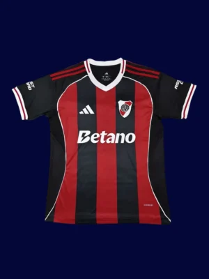 River Plate 25/26 away fans jersey front, supporter red-black edition