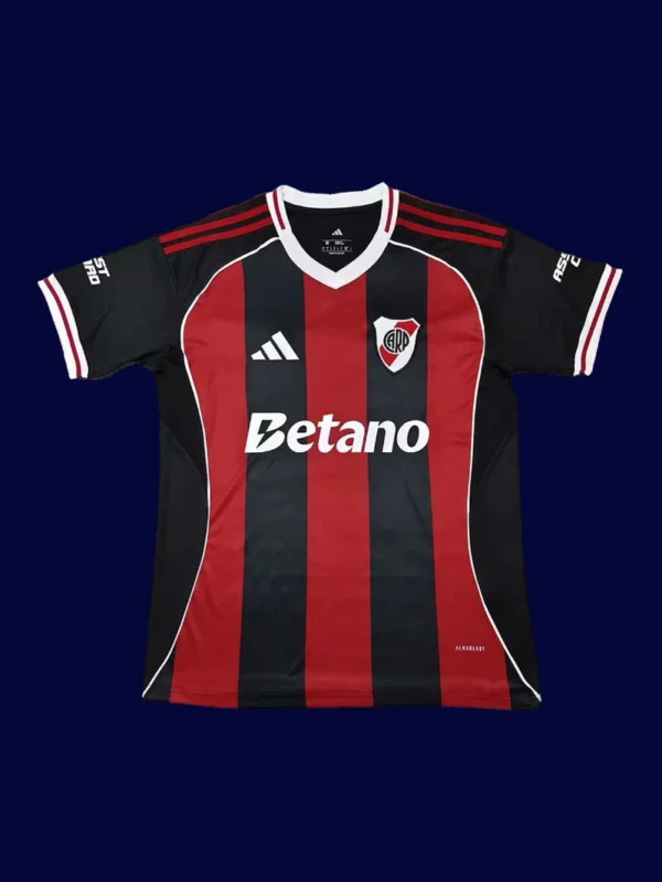 River Plate 25/26 away fans jersey front, supporter red-black edition