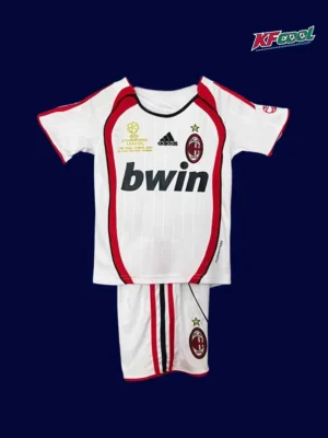 AC Milan away classic retro kids kits 2006/07 front youth white red black kit