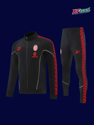 AC Milan black jacket tracksuit 25/26 fans version front view
