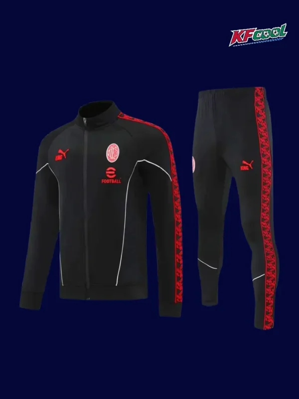 AC Milan black jacket tracksuit 25/26 fans version front view