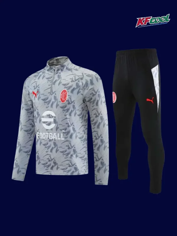 AC Milan gray half pull tracksuit 25/26 fans version front view