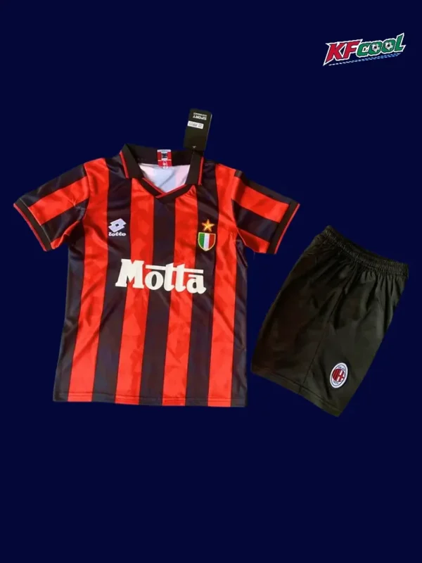 AC Milan home classic retro kids kits 1993/94 front youth red black football kit