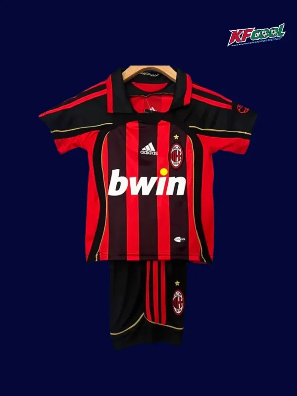 AC Milan home classic retro kids kits 2006/07 front youth red black football kit