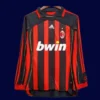 AC Milan home classic retro LS jersey 2006/07 front long sleeve red black football shirt