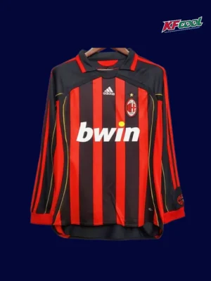 AC Milan home classic retro LS jersey 2006/07 front long sleeve red black football shirt