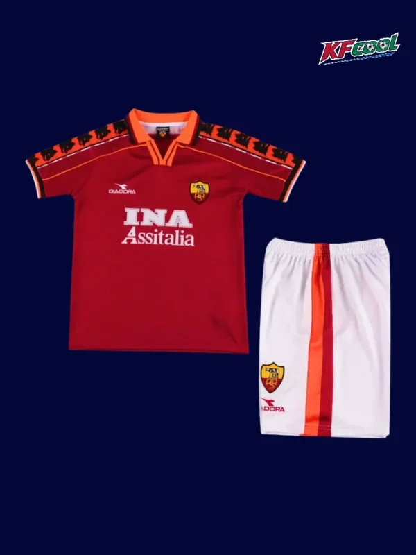 AS Roma home classic retro kids kits 1998/99 front vintage youth jersey design