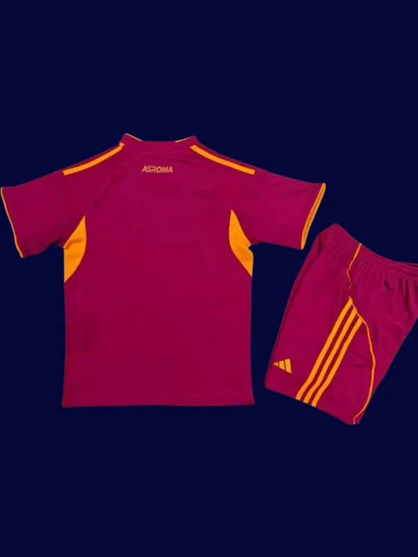 AS Roma Home Kids Kits 25/26 back with printed number panel.