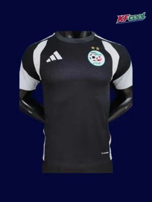 Algeria black training shirt 26/27 player front (white) — pro fit, breathable