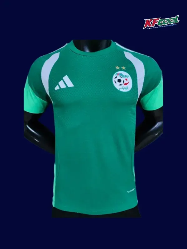 Algeria green training shirt 26/27 player front (white) — pro fit, breathable