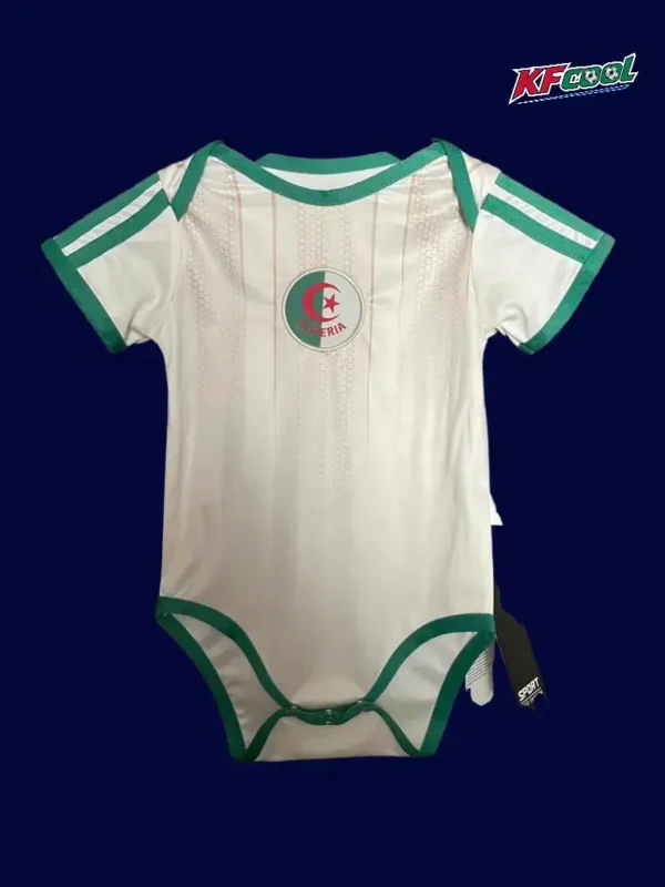 Algeria home white babysuit 26/27 front — infant crawl suit, soft fabric