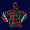 back view of branded windbreaker (24/25) showing hood and back venting.