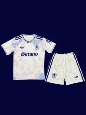 Aston Villa Third Kids kits 25/26 front lightweight breathable junior football shirt