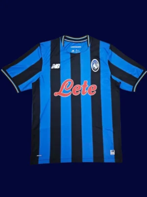 Atalanta Home Jersey 25/26 Fans Version front with club crest and blue-black stripes.