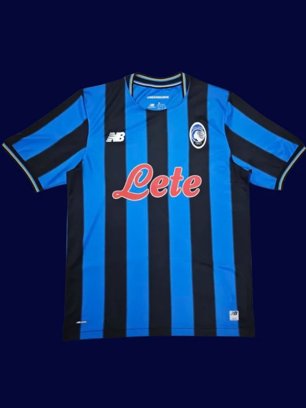 Atalanta Home Jersey 25/26 Fans Version front with club crest and blue-black stripes.