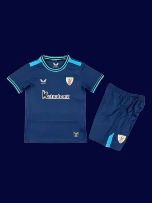 Athletic Bilbao Away Blue Kids Jersey 25/26 front with blue design and club badge.