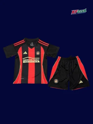 Atlanta United home kids kits 25/26 front red black stripes