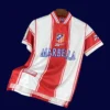 Atlético Madrid 1999 00 home retro jersey front with era specific red white stripes