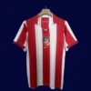 Atlético Madrid 2003 04 home retro jersey front with era accurate stripe layout