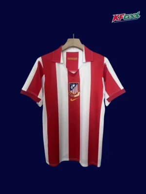 Atlético Madrid 2003 04 home retro jersey front with era accurate stripe layout
