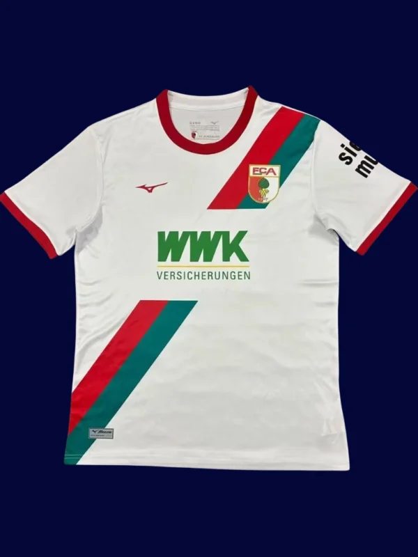 Augsburg Home Jersey 25/26 Fans Version front with classic green-and-white design and club crest.