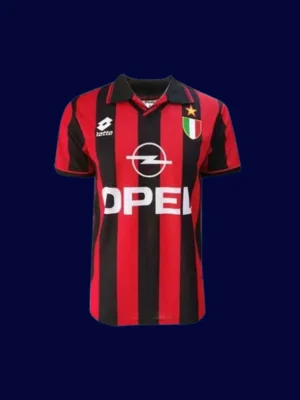 Baggio AC Milan home retro jersey front 96/97, high-quality breathable fan gear.