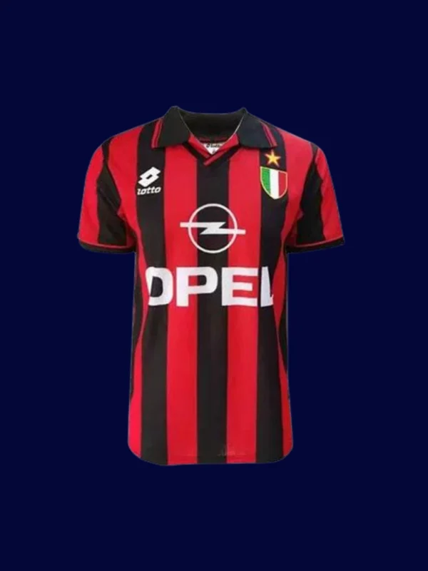 Baggio AC Milan home retro jersey front 96/97, high-quality breathable fan gear.