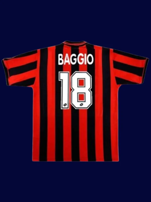 Baggio AC Milan home retro jersey back 96/97 with #18, high-quality breathable design.