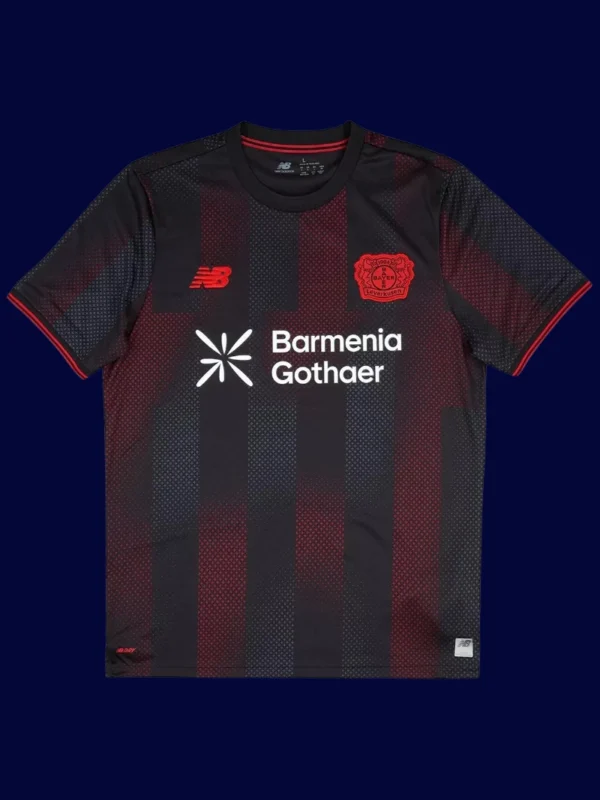 Bayer Leverkusen Home Jersey 25/26 Fans Version front with classic red-and-black stripes.