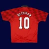 Beckham Manchester United home retro jersey back 96/98 with #10, high-quality breathable design.