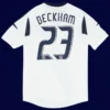 Beckham LA Galaxy home white retro jersey back 2012 with #23, high-quality breathable design.
