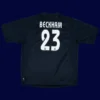 Beckham Real Madrid away black retro jersey back 03/04 with #23, high-quality breathable design.