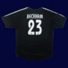 Beckham Real Madrid away black retro jersey back 04/05 with #23, high-quality breathable design.