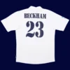 Beckham Real Madrid centenary home retro jersey back 02/03 with #23, high-quality breathable design.