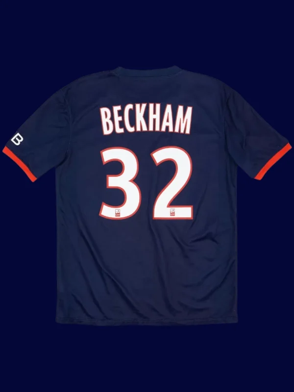 Beckham PSG home retro jersey back 13/14 with #32, high-quality breathable design.