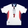 Beckham England home retro jersey front World Cup 1998, high-quality breathable fan classic.